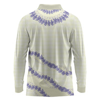 Hawaii Honohono Palaka Motifs Long Sleeve Polo Shirt Hawaiian Orchid Lei