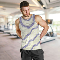 Hawaii Honohono Palaka Motifs Men Tank Top Hawaiian Orchid Lei LT14 Cream - Polynesian Pride
