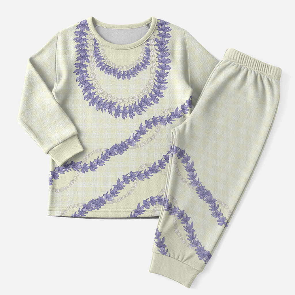 Hawaii Honohono Palaka Motifs Christmas Pajama Set Hawaiian Orchid Lei LT14 Men Cream - Polynesian Pride
