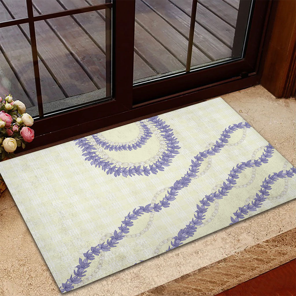 Hawaii Honohono Palaka Motifs Rubber Doormat Hawaiian Orchid Lei