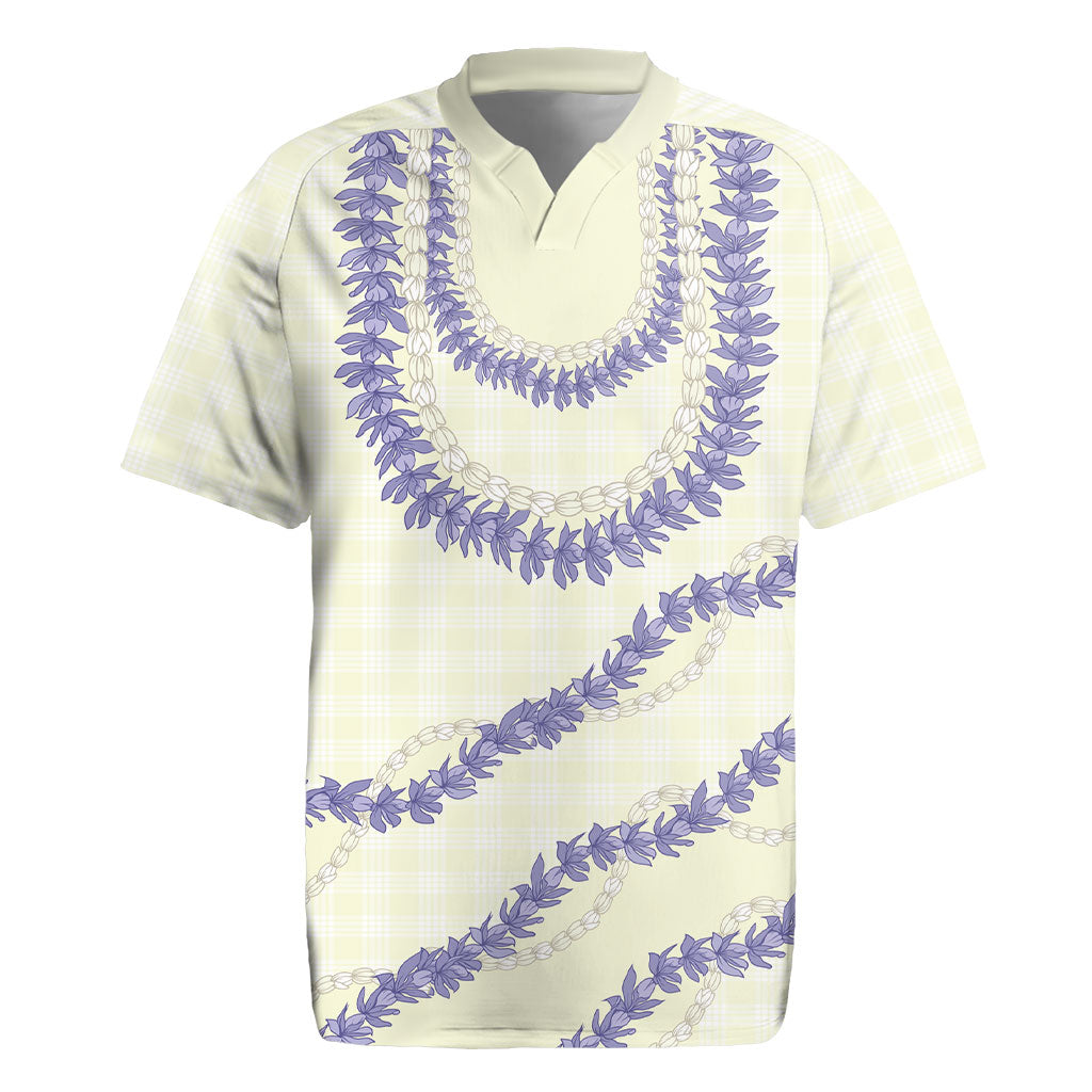 Hawaii Honohono Palaka Motifs Rugby Jersey Hawaiian Orchid Lei