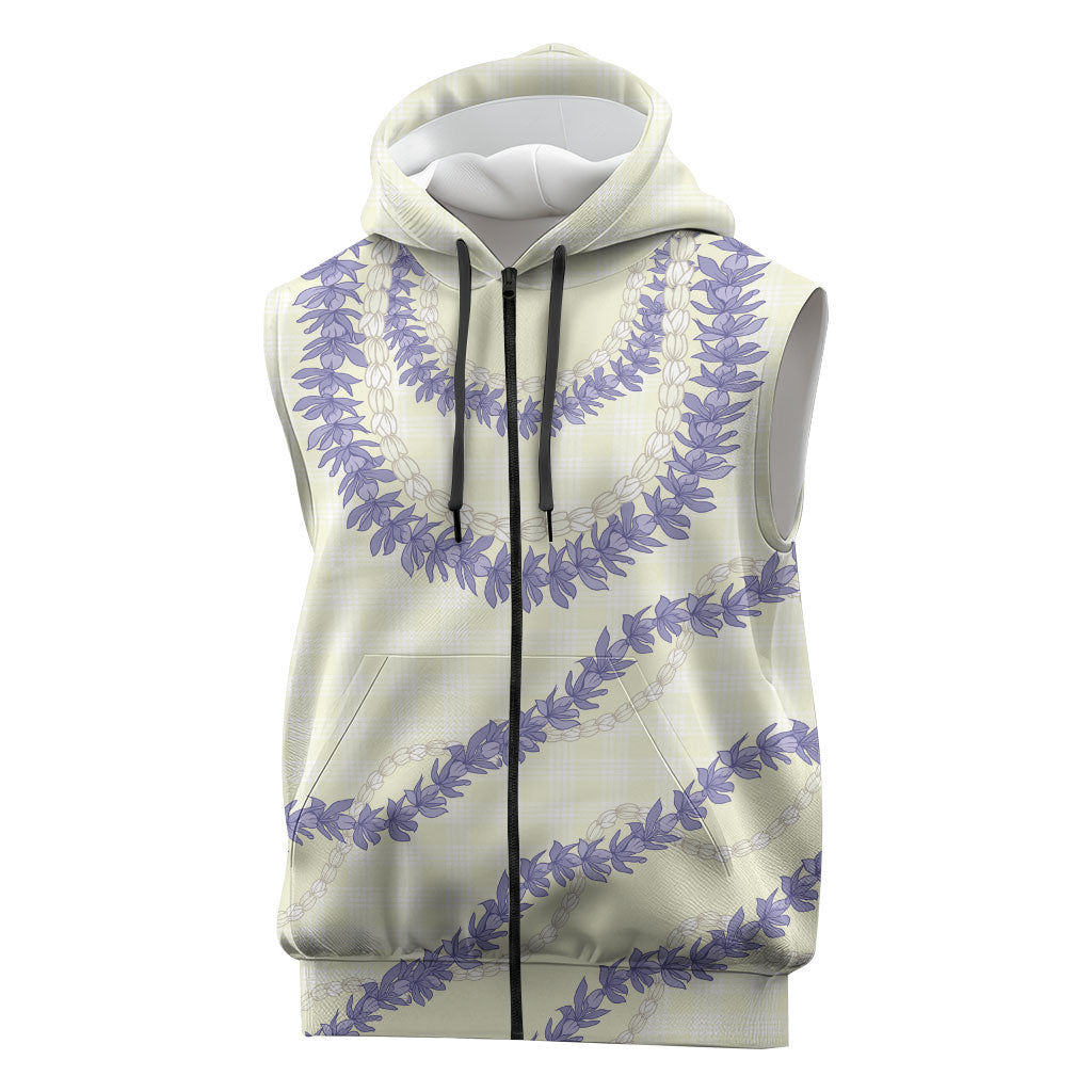 Hawaii Honohono Palaka Motifs Sleeveless Zip Hoodie Hawaiian Orchid Lei
