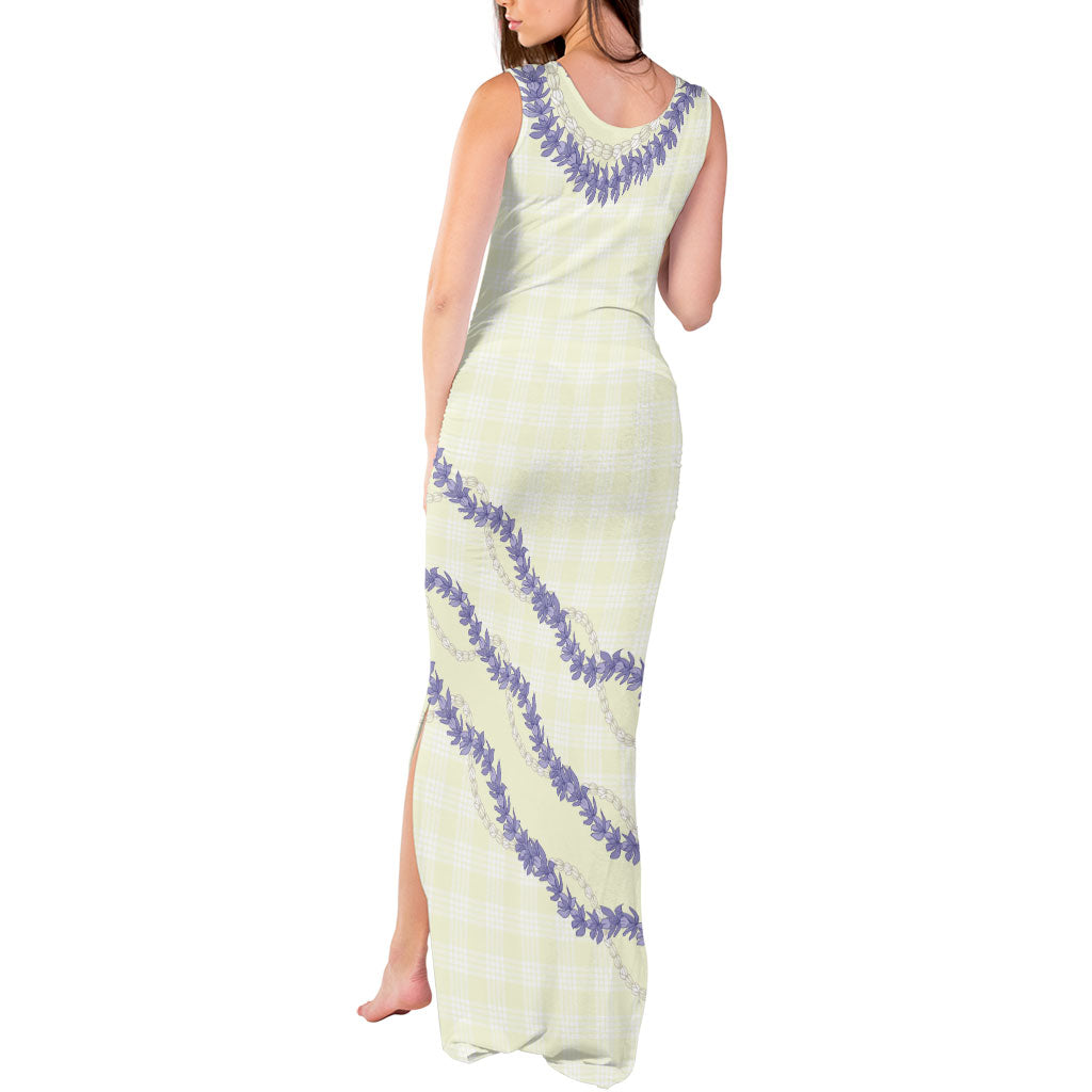 Hawaii Honohono Palaka Motifs Tank Maxi Dress Hawaiian Orchid Lei