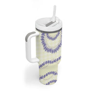 Hawaii Honohono Palaka Motifs Tumbler With Handle Hawaiian Orchid Lei LT14 - Polynesian Pride