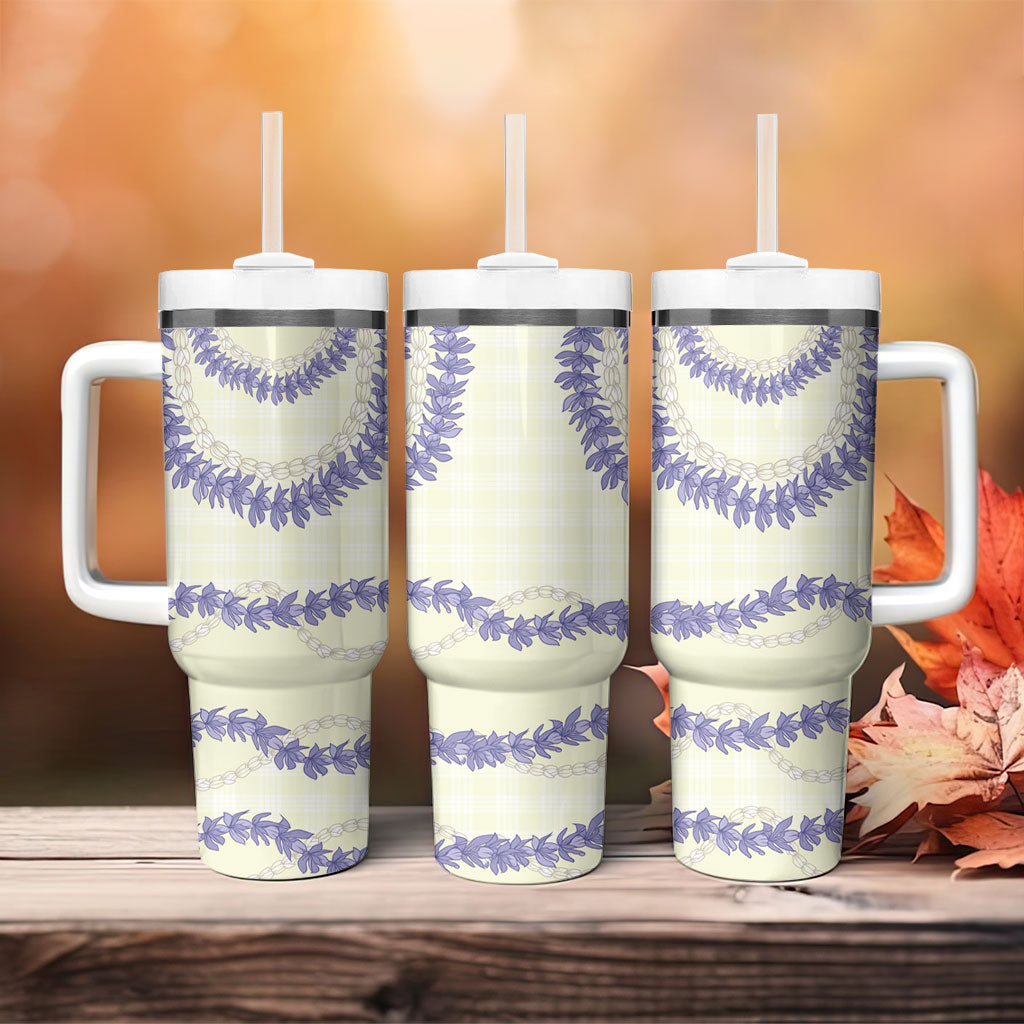 Hawaii Honohono Palaka Motifs Tumbler With Handle Hawaiian Orchid Lei LT14 - Polynesian Pride
