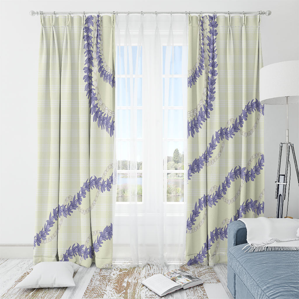 Hawaii Honohono Palaka Motifs Window Curtain Hawaiian Orchid Lei