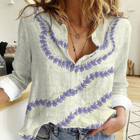 Hawaii Honohono Palaka Motifs Women Casual Shirt Hawaiian Orchid Lei