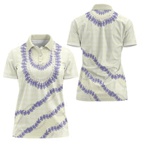 Hawaii Honohono Palaka Motifs Women Polo Shirt Hawaiian Orchid Lei