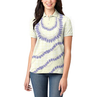 Hawaii Honohono Palaka Motifs Women Polo Shirt Hawaiian Orchid Lei