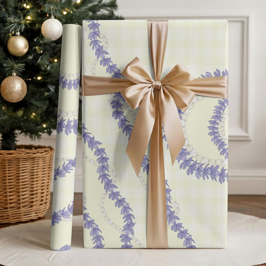 Hawaii Honohono Palaka Motifs Wrapping Paper Hawaiian Orchid Lei