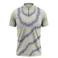 Hawaii Honohono Palaka Motifs Zipper Polo Shirt Hawaiian Orchid Lei