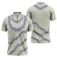 Hawaii Honohono Palaka Motifs Zipper Polo Shirt Hawaiian Orchid Lei