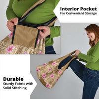 Beige Hawaii Hibiscus With Tropical Flowers Motifs Grocery Bag - Polynesian Pride