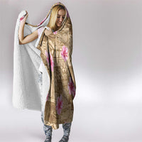 Beige Hawaii Hibiscus With Tropical Flowers Motifs Hooded Blanket LT14 - Polynesian Pride