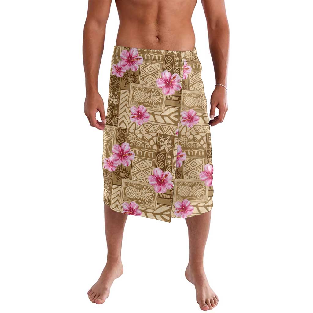 Beige Hawaii Hibiscus With Tropical Flowers Motifs Lavalava - Polynesian Pride
