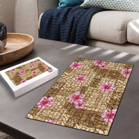 Beige Hawaii Hibiscus With Tropical Flowers Motifs Puzzle - Polynesian Pride