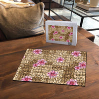 Beige Hawaii Hibiscus With Tropical Flowers Motifs Puzzle - Polynesian Pride