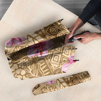 Beige Hawaii Hibiscus With Tropical Flowers Motifs Umbrella - Polynesian Pride