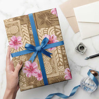 Beige Hawaii Hibiscus With Tropical Flowers Motifs Wrapping Paper - Polynesian Pride