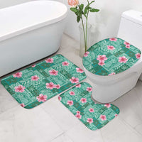 Cyan Hawaii Hibiscus With Tropical Flowers Motifs Bathroom Set - Polynesian Pride