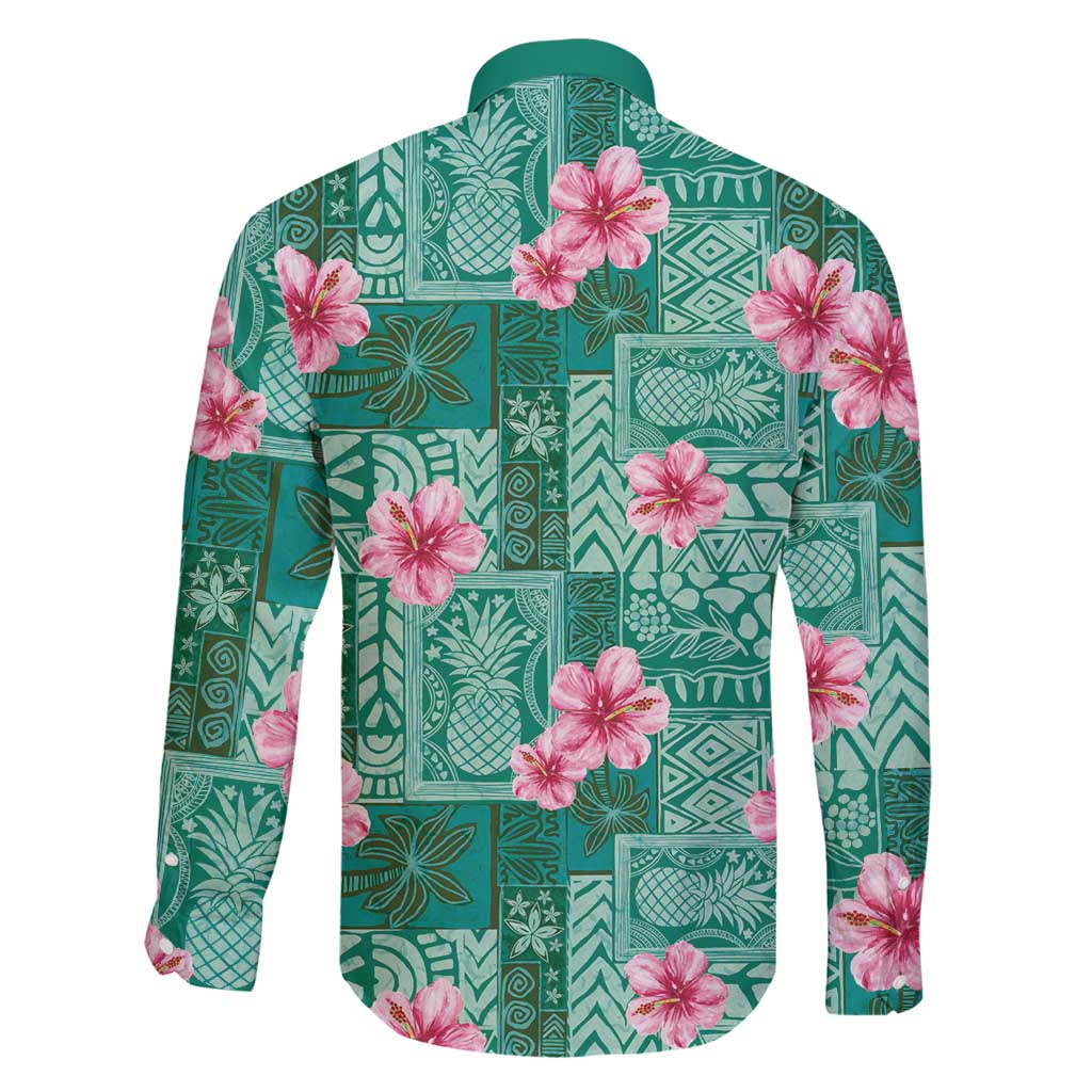 Cyan Hawaii Hibiscus With Tropical Flowers Motifs Family Matching Summer Maxi Dress and Hawaiian Shirt - Polynesian Pride
