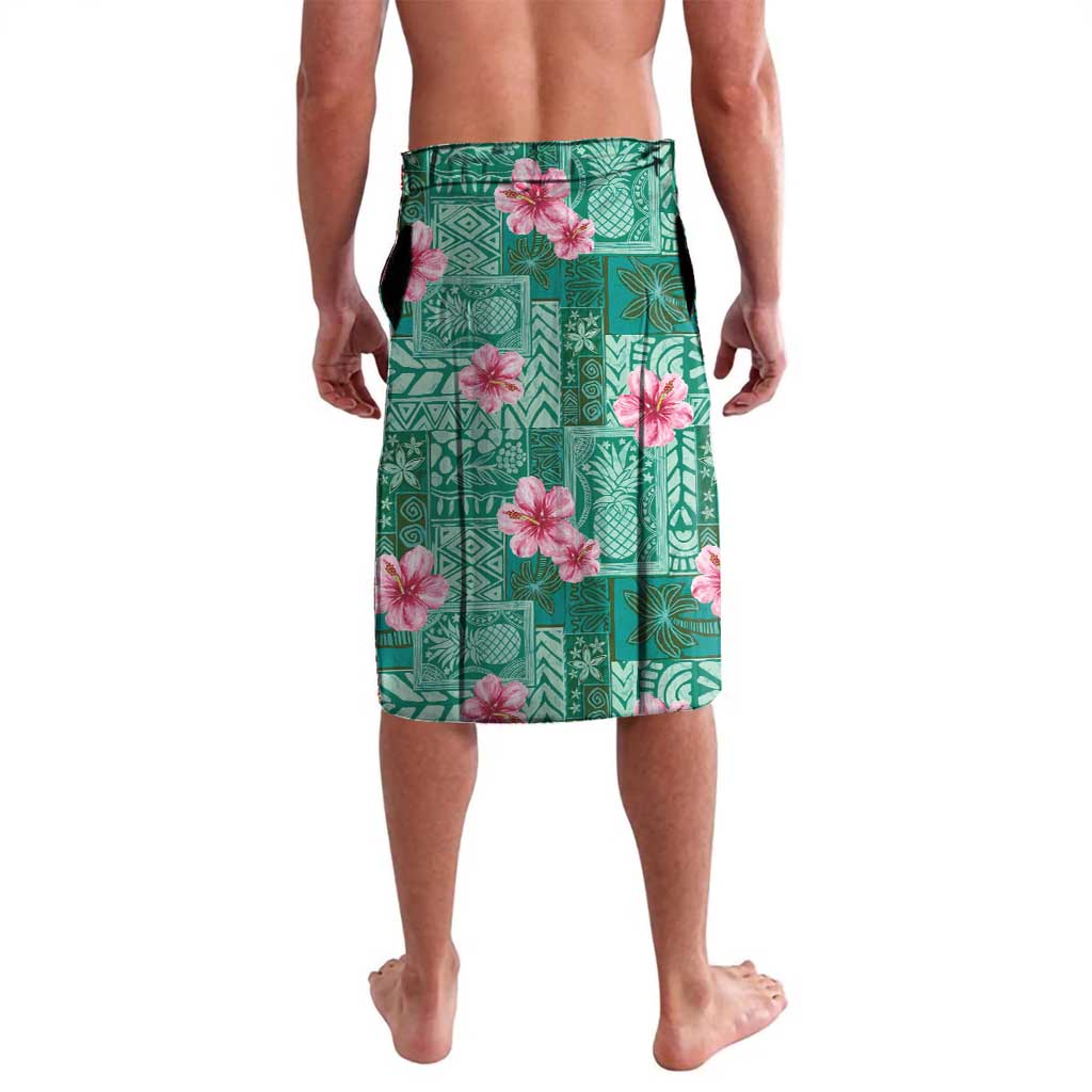 Cyan Hawaii Hibiscus With Tropical Flowers Motifs Lavalava - Polynesian Pride