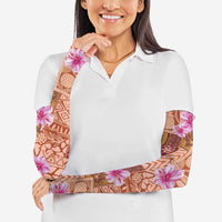 Orange Hawaii Hibiscus With Tropical Flowers Motifs Arm Sleeves - Polynesian Pride