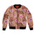 Orange Hawaii Hibiscus With Tropical Flowers Motifs Bomber Jacket - Polynesian Pride