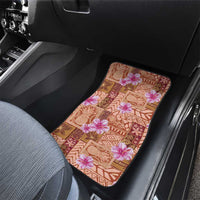 Orange Hawaii Hibiscus With Tropical Flowers Motifs Car Mats - Polynesian Pride
