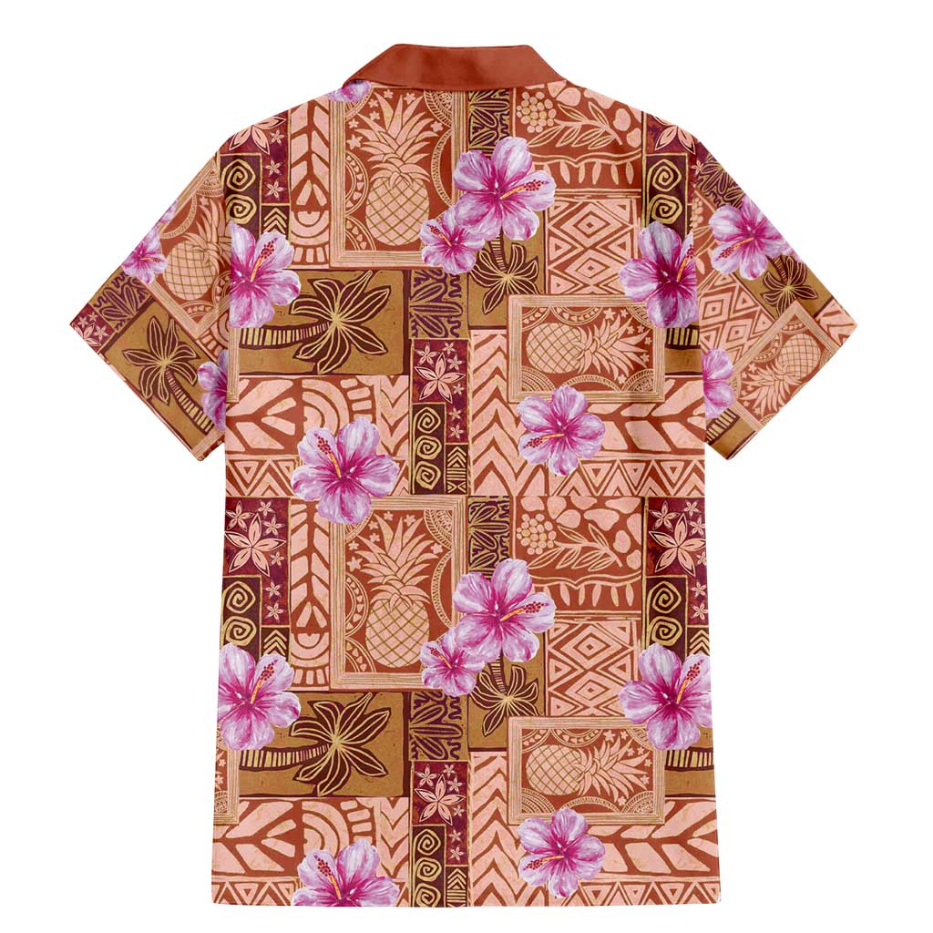 Orange Hawaii Hibiscus With Tropical Flowers Motifs Family Matching Mermaid Dress and Hawaiian Shirt - Polynesian Pride