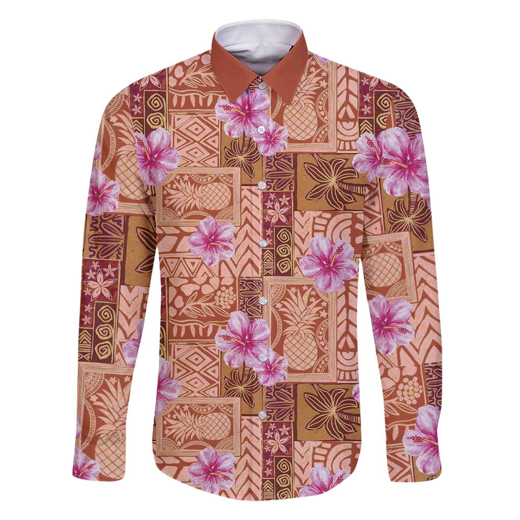 Orange Hawaii Hibiscus With Tropical Flowers Motifs Family Matching Off Shoulder Short Dress and Hawaiian Shirt - Polynesian Pride