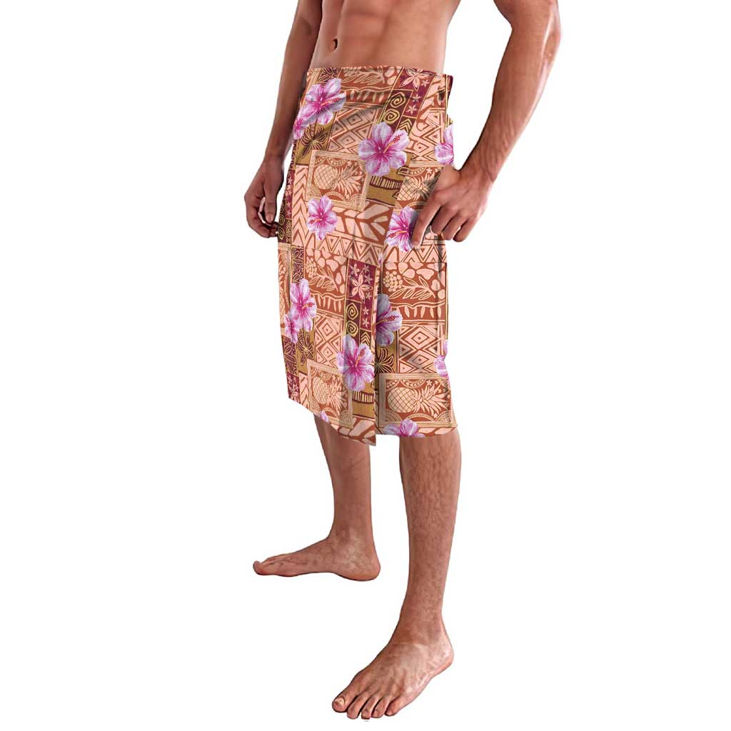 Orange Hawaii Hibiscus With Tropical Flowers Motifs Lavalava - Polynesian Pride