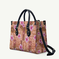 Orange Hawaii Hibiscus With Tropical Flowers Motifs Leather Bag - Polynesian Pride