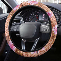 Orange Hawaii Hibiscus With Tropical Flowers Motifs Steering Wheel Cover - Polynesian Pride