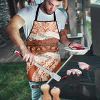 Aloha Hawaii Mikioi Lei Apron Beige Tropical Flower Pattern - Polynesian Pride