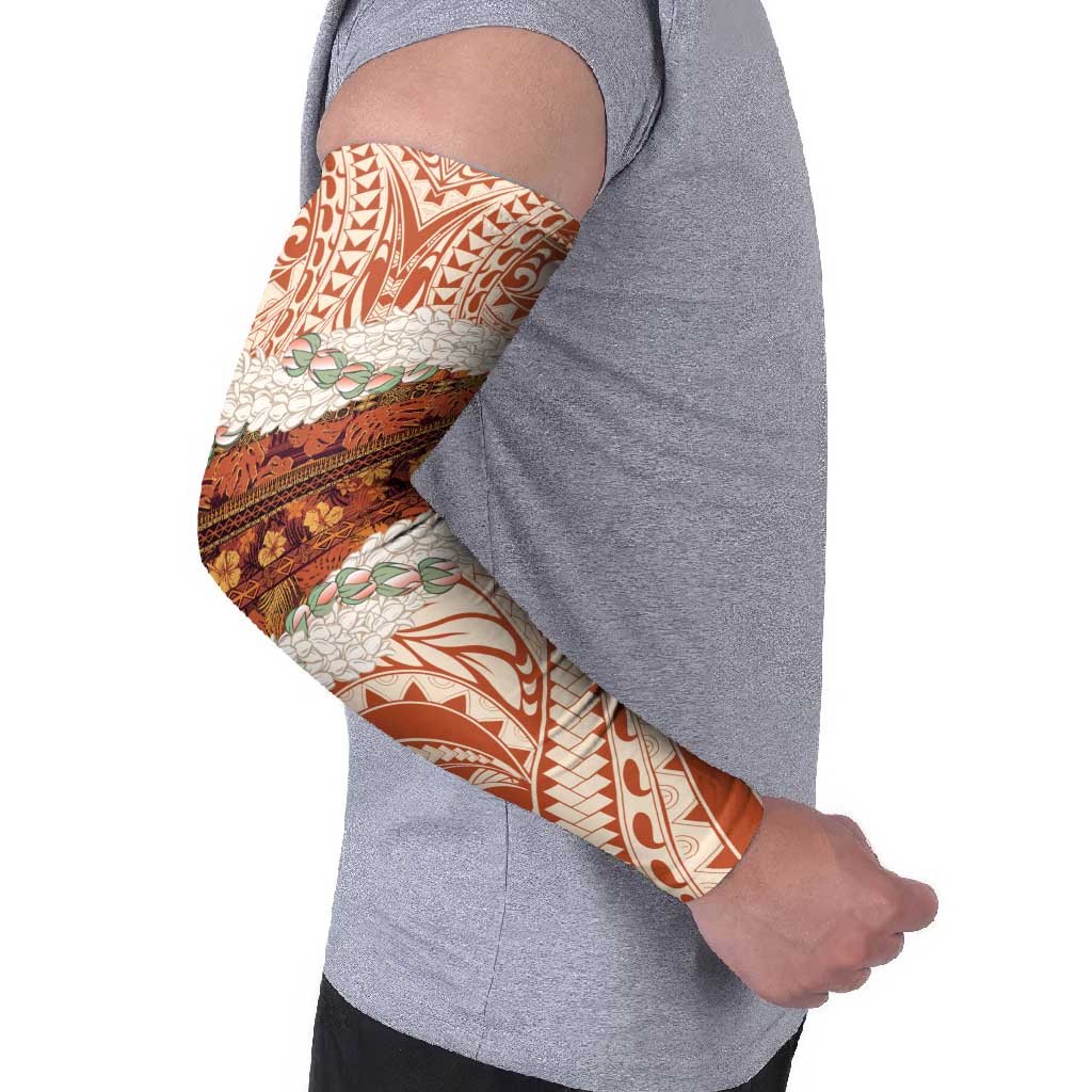 Aloha Hawaii Mikioi Lei Arm Sleeves Beige Tropical Flower Pattern - Polynesian Pride