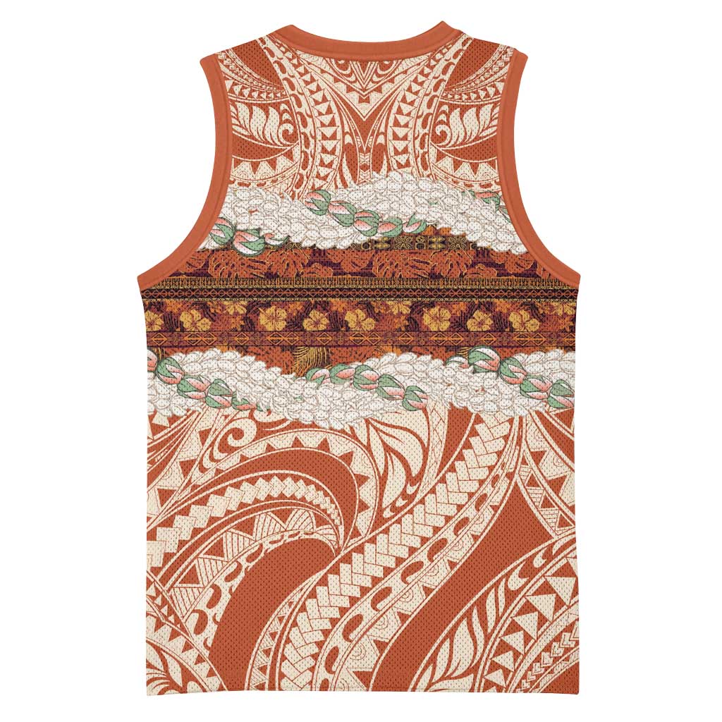 Aloha Hawaii Mikioi Lei Basketball Jersey Beige Tropical Flower Pattern - Polynesian Pride