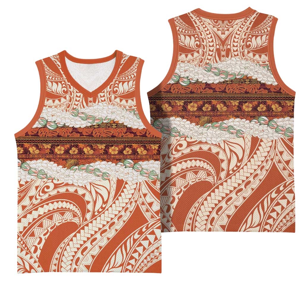 Aloha Hawaii Mikioi Lei Basketball Jersey Beige Tropical Flower Pattern - Polynesian Pride