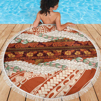 Aloha Hawaii Mikioi Lei Beach Blanket Beige Tropical Flower Pattern - Polynesian Pride