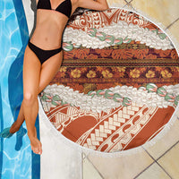 Aloha Hawaii Mikioi Lei Beach Blanket Beige Tropical Flower Pattern - Polynesian Pride