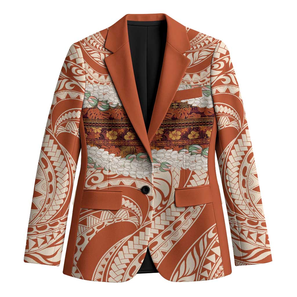 Aloha Hawaii Mikioi Lei Blazer Beige Tropical Flower Pattern - Polynesian Pride