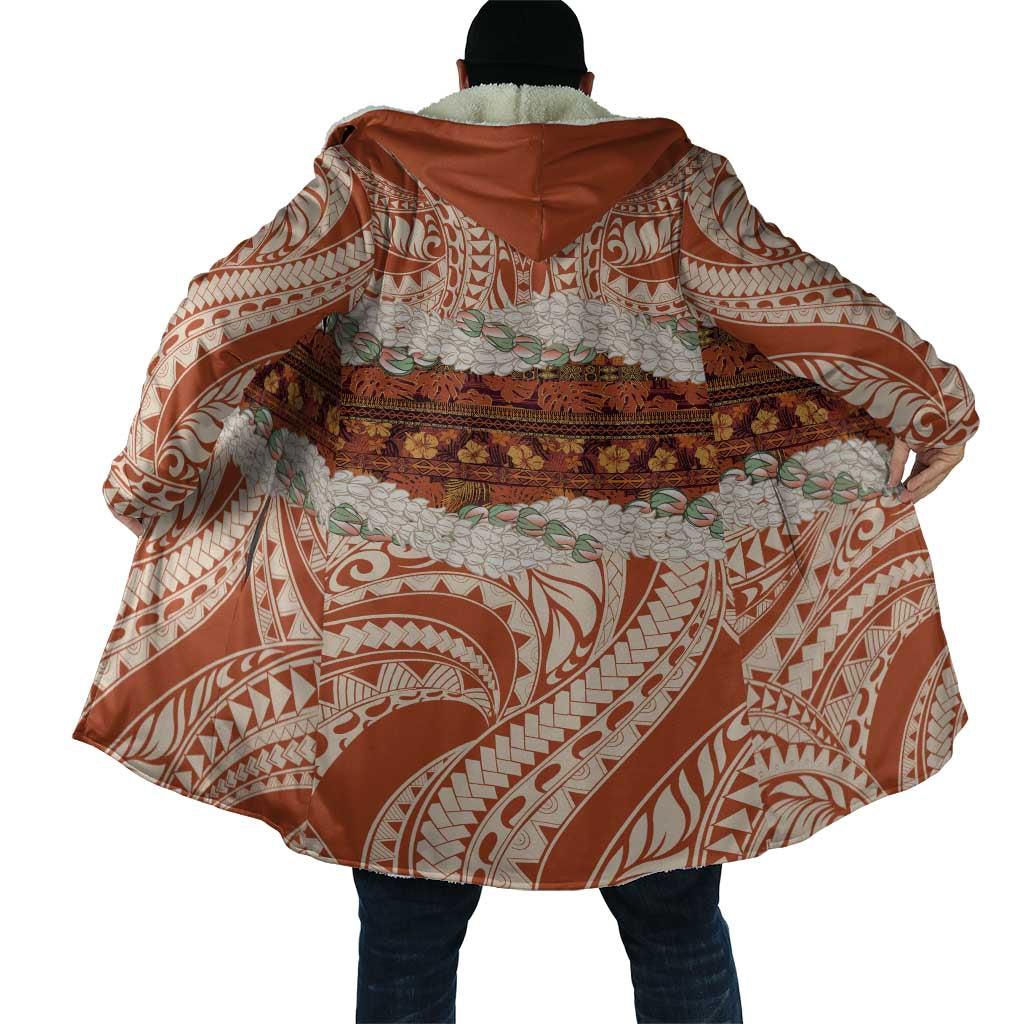 Aloha Hawaii Mikioi Lei Cloak Beige Tropical Flower Pattern - Polynesian Pride