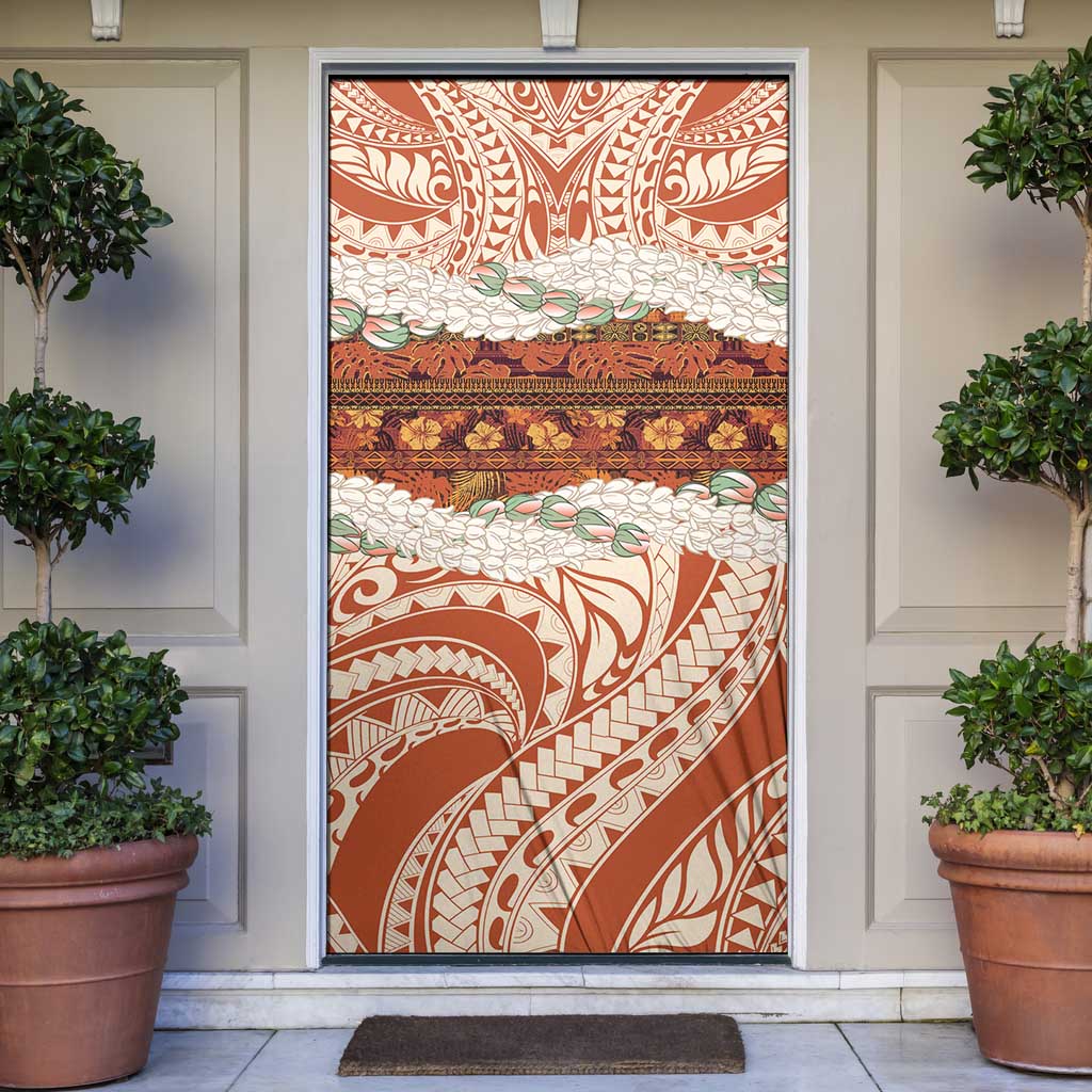 Aloha Hawaii Mikioi Lei Door Cover Beige Tropical Flower Pattern - Polynesian Pride