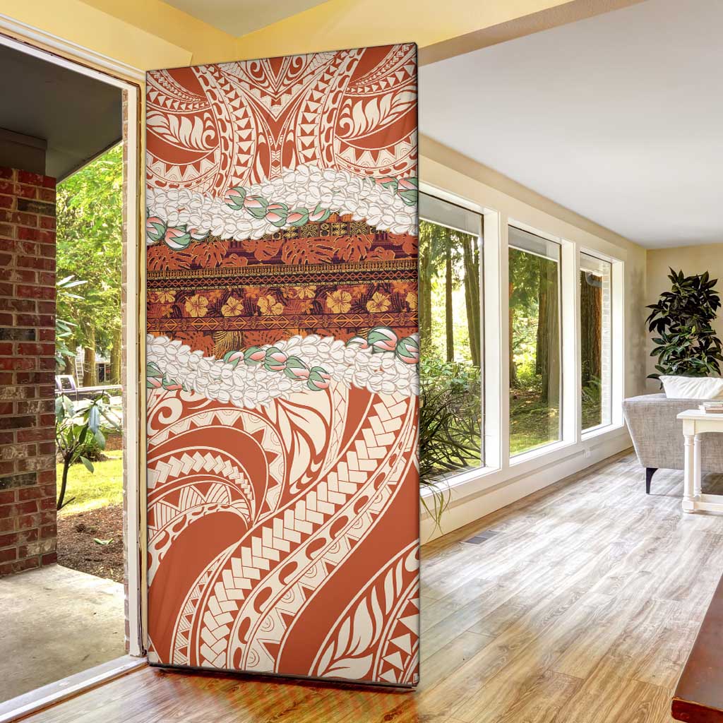 Aloha Hawaii Mikioi Lei Door Cover Beige Tropical Flower Pattern - Polynesian Pride