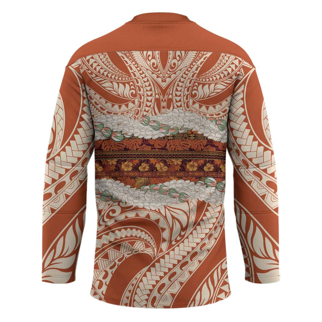 Aloha Hawaii Mikioi Lei Hockey Jersey Beige Tropical Flower Pattern - Polynesian Pride