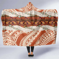 Aloha Hawaii Mikioi Lei Hooded Blanket Beige Tropical Flower Pattern - Polynesian Pride