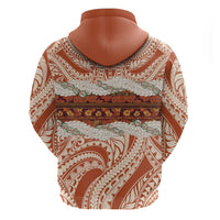 Aloha Hawaii Mikioi Lei Hoodie Beige Tropical Flower Pattern - Polynesian Pride