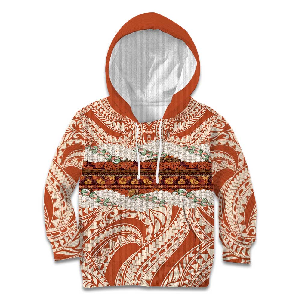Aloha Hawaii Mikioi Lei Kid Hoodie Beige Tropical Flower Pattern - Polynesian Pride