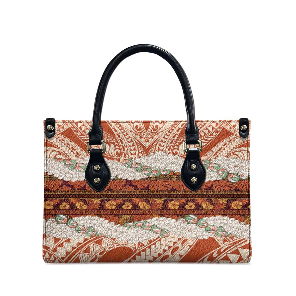 Aloha Hawaii Mikioi Lei Leather Bag Beige Tropical Flower Pattern - Polynesian Pride
