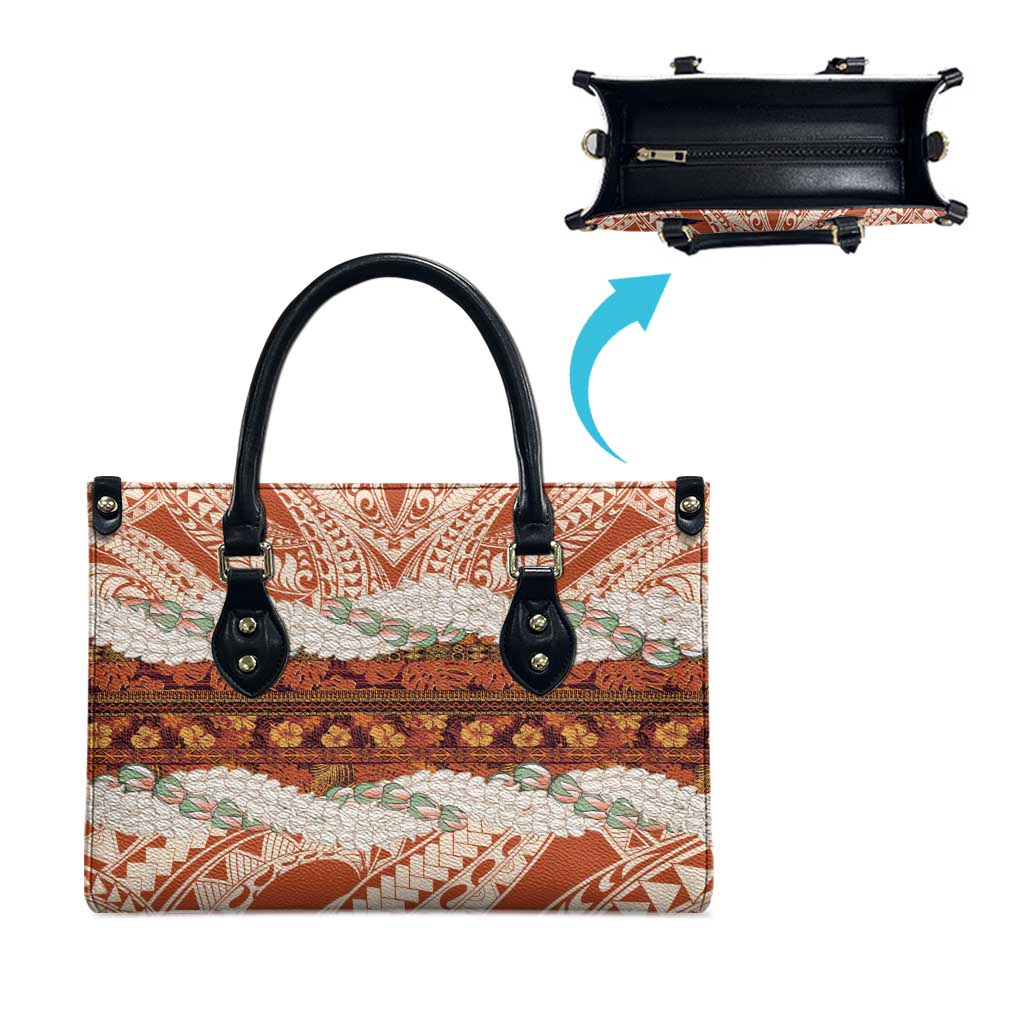 Aloha Hawaii Mikioi Lei Leather Bag Beige Tropical Flower Pattern - Polynesian Pride